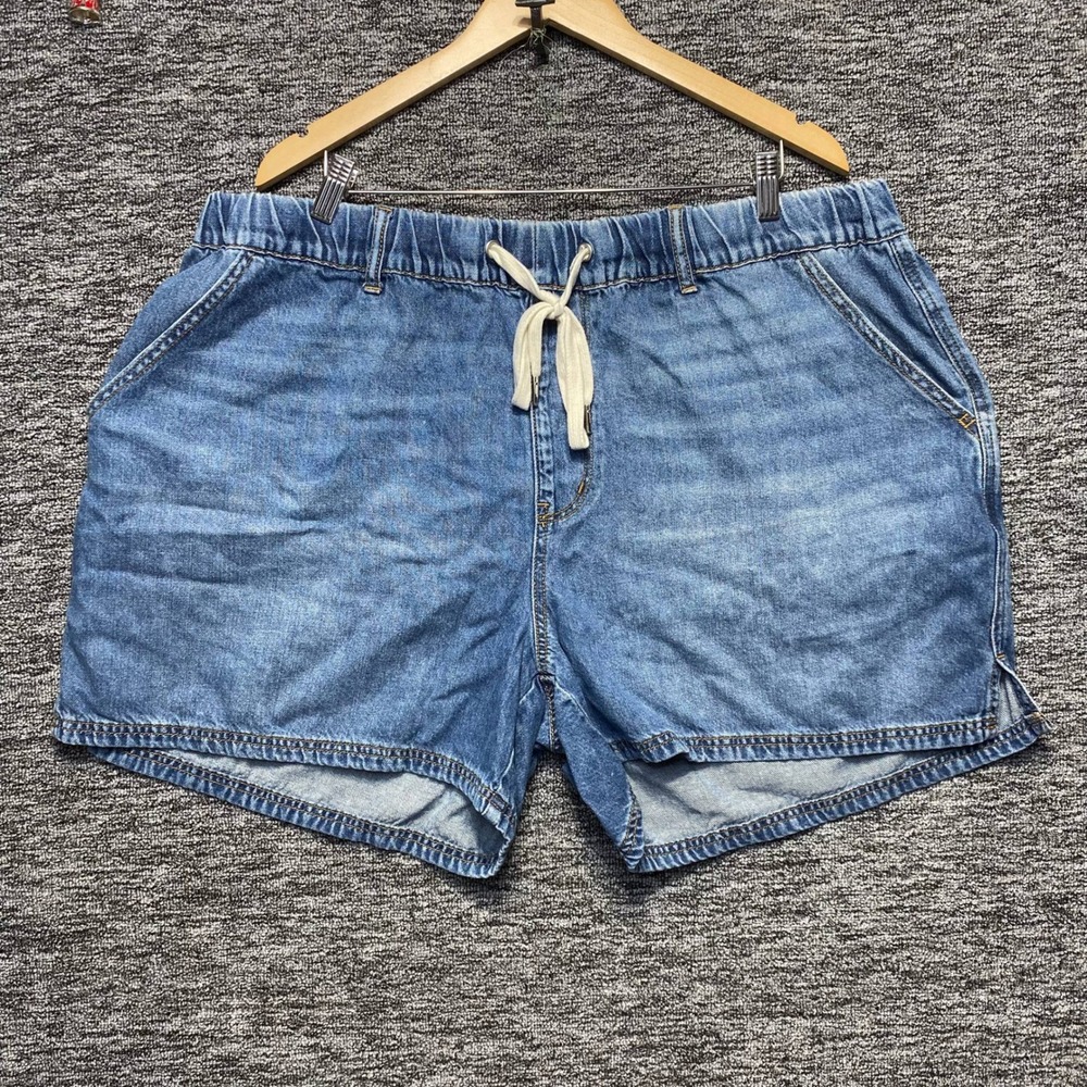 Judy Blue Denim Shorts Women 2XL Blue Elastic Waist Drawstring Casual Summer